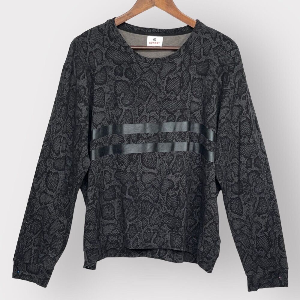Sundry Animal Print Top Women 4 Black Animal Print Long Sleeve USA Made V83